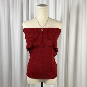 White Stag Vintage Red Knit Off the Shoulder Large